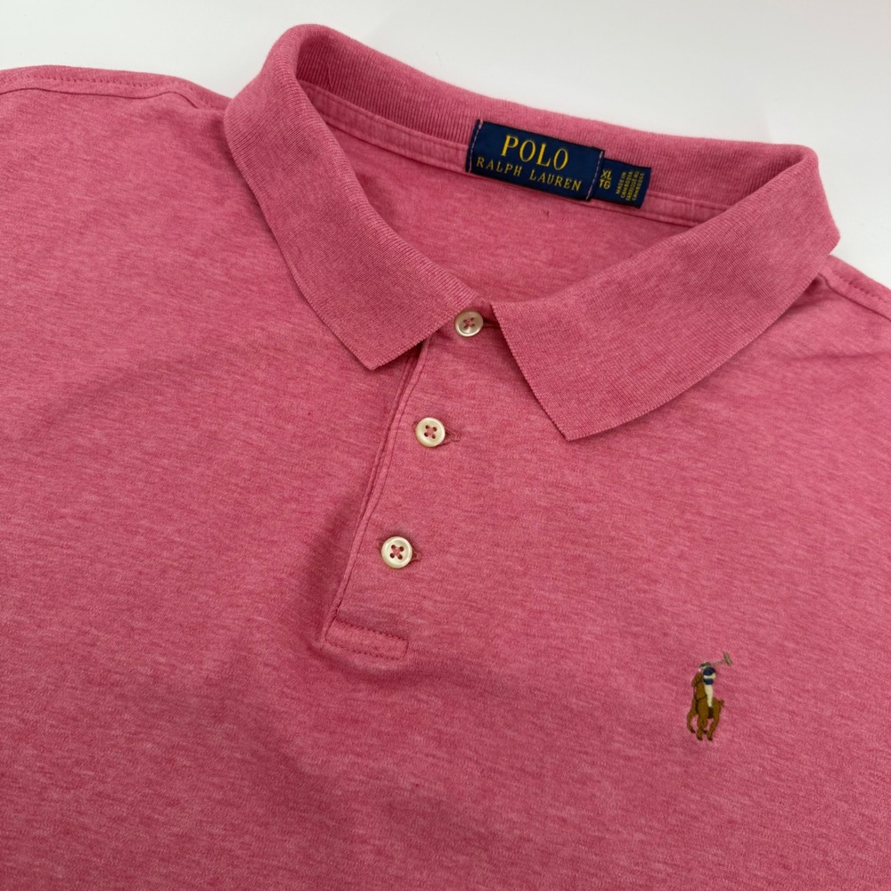 Polo Ralph Lauren Polo Shirt Men XL Pink Short Sleeve Heathered Pony Logo